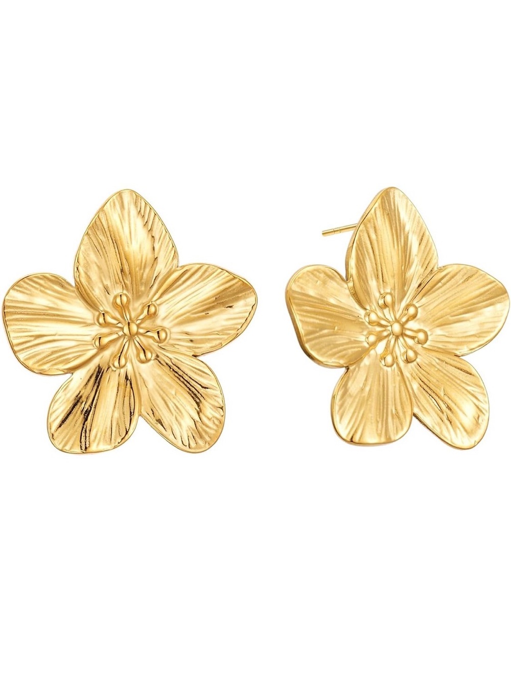 Gold Floral Petal Statement Earrings - Women's Jewelry